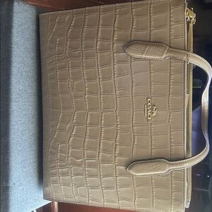 Coach Tan Croc Embossed Handbag with wallet slightly used great condition